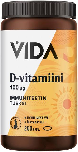 Vida D-vitamiinivalmiste D-vitamiini 100 µg 200 kapselia / 79 g