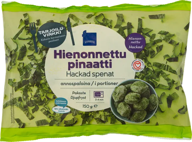 Rainbow hienonnettu pinaatti 150g pakaste