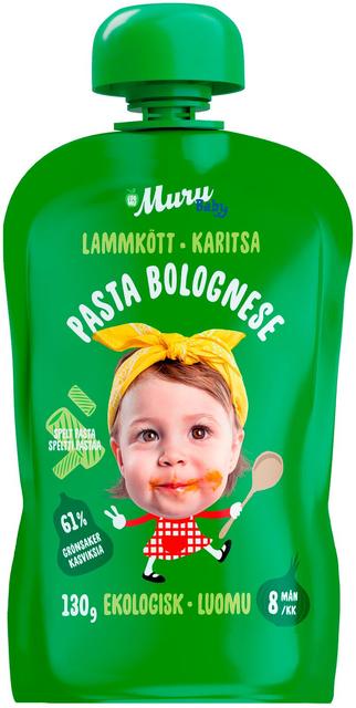 Muru Baby Pasta Bolognese karitsa alkaen 8 kk luomulastenateria 130 g