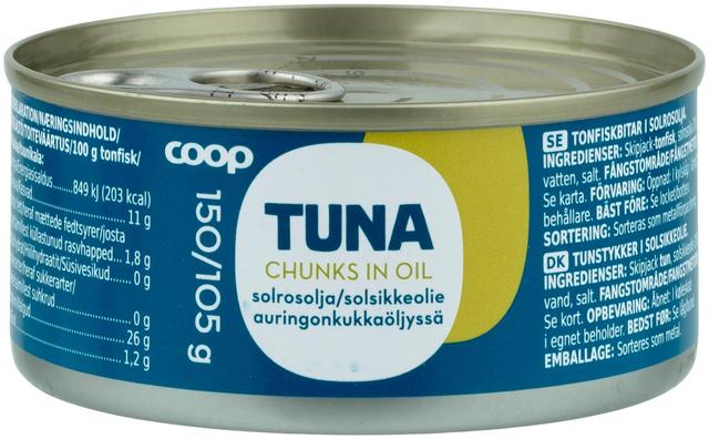 Coop tonnikala paloina auringonkukkaöljyssä 150/105 g