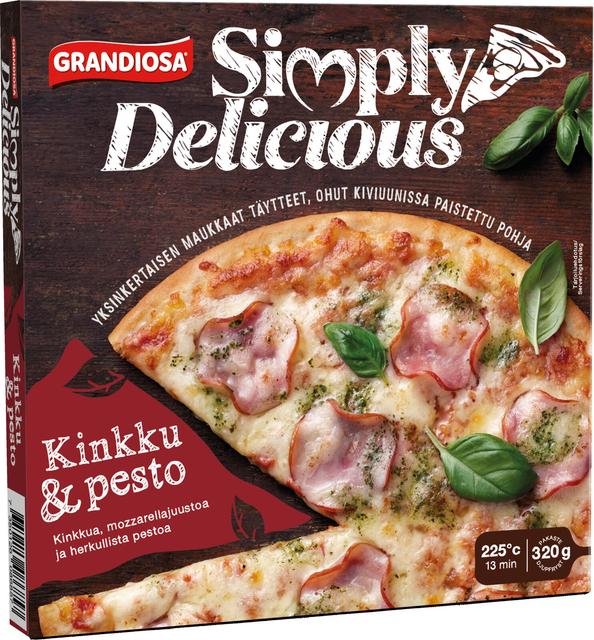Grandiosa Simply Delicious kinkku & pesto pakastepizza 320g