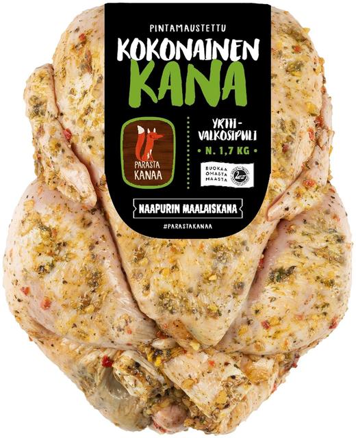 Naapurin Maalaiskanan kokonainen kana, yrtti-valkosipuli n.1,7kg