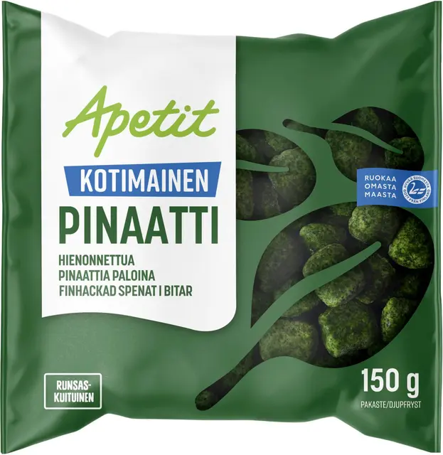 Apetit Kotimainen Hienonnettu pinaatti paloina pakaste 150g