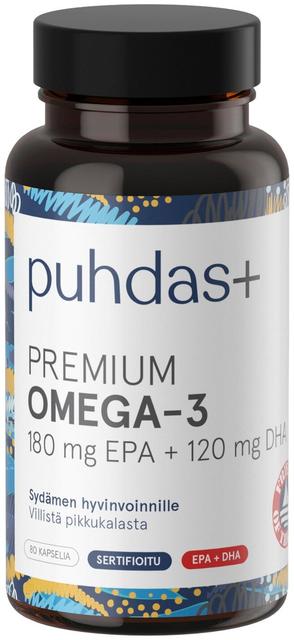 Puhdas+ Omega-3 180mg EPA+120mg DHA 80 kaps
