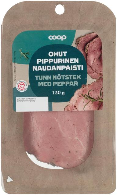 Coop ohut pippurinen naudanpaisti 130 g