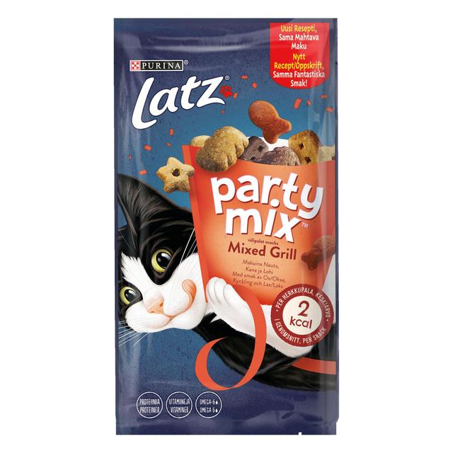 Latz 60g Party Mix snacks Mixed Grill Naudanlihan, Kanan & Lohen makuinen kissanherkku