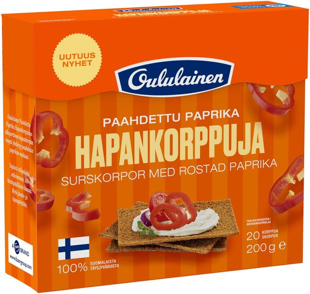 Oululainen Paahdettu paprika Hapankorppu 200 g