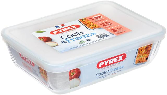 Pyrex Cook & Freeze kannellinen lasivuoka 22x17cm