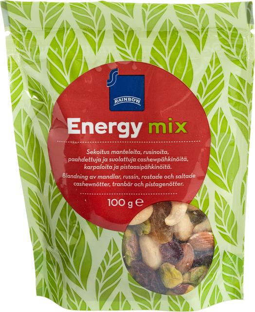 Rainbow 100g Energy Mix kuivattuja hedelmiä ja pähkinöitä