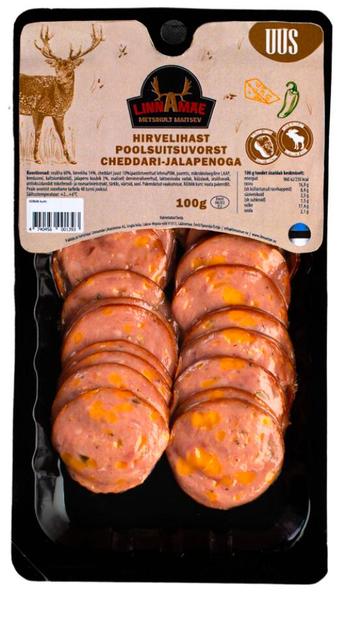 Hirvelihast poolsuitsuvorst cheddari-jalapenoga 100 g