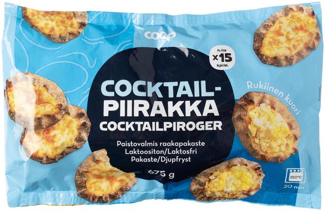 Coop cocktailpiirakka n. 15 kpl 675 g raakapakaste