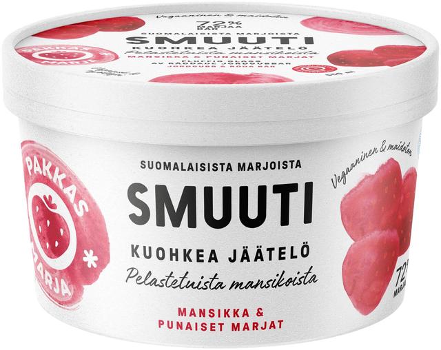 Pakkasmarja Smuuti jäätelö pelastetuista mansikoista Mansikka & punaiset marjat 500ml