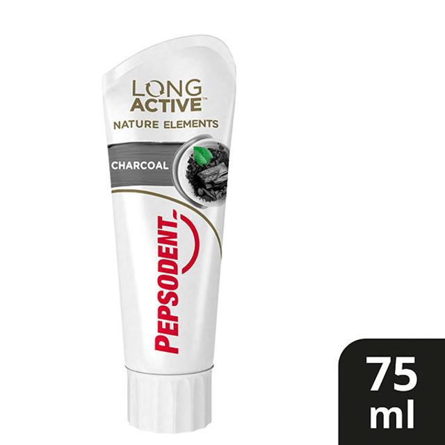 Pepsodent Long Active Nature Elements Charcoal Hammastahna Poistaa värjäymiä 75 ml