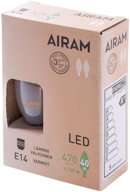 Airam Led himmeä 4,5W kynttilä E14 2700K 470lm 12 000h 2pack