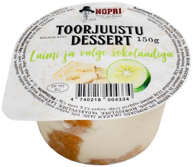 Toorjuustu dessert laimi ja valge šokolaadiga 150g