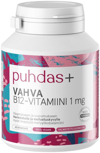 Puhdas+ Vahva B-12 vitamiini 1 mg 60 vegekaps
