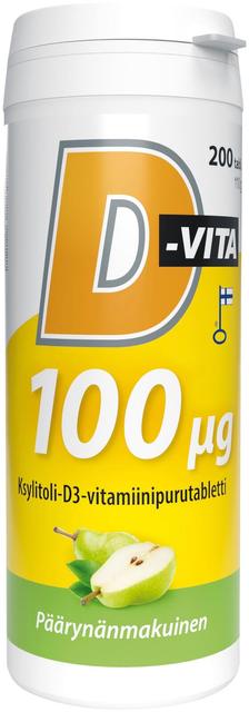 D-Vita D-vitamiini 100 ug päärynä purutabletti 200 tabl.