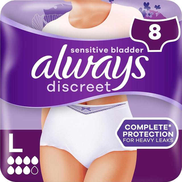 Always 8kpl Discreet Complete Protection Plus L inkontinenssialushousut