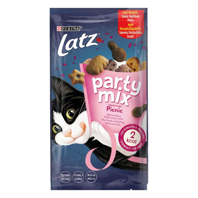 Latz 60g Party Mix snacks Original Mix Makuina Kana, Juusto ja Kalkkuna kissanherkku