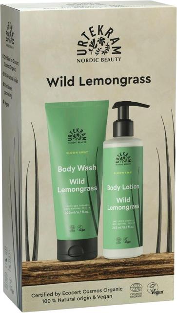 Urtekram Luomu Wild Lemongrass Lahjapakkaus vartalovoide 245ml + body wash 200ml