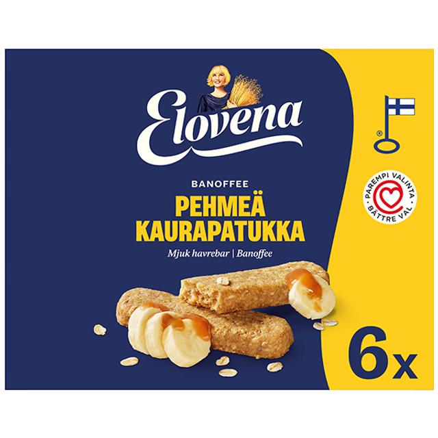 Elovena 6x30g banoffee pehmeä kaurapatukka