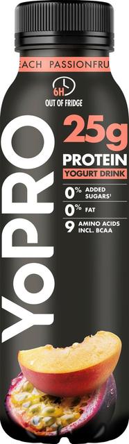 Danone YoPro juotava jogurtti, runsasproteiininen, persikka-passionhedelmä, laktoositon 300g