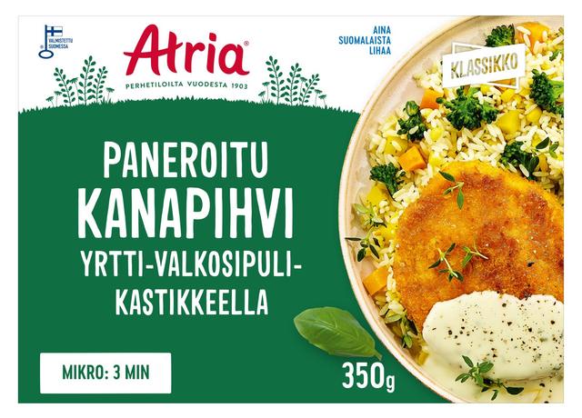 Atria Paneroitu Kanapihvi Yrtti-Valkosipulikastikkeella 350g