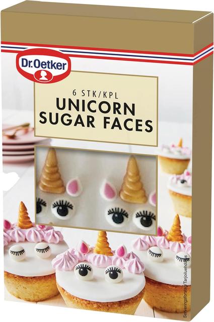 Dr. Oetker Unicorn Sugar Faces -sokerikoristeet 10g