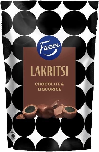 Fazer Lakritsi Chocolate Liquorice karkkipussi 140g