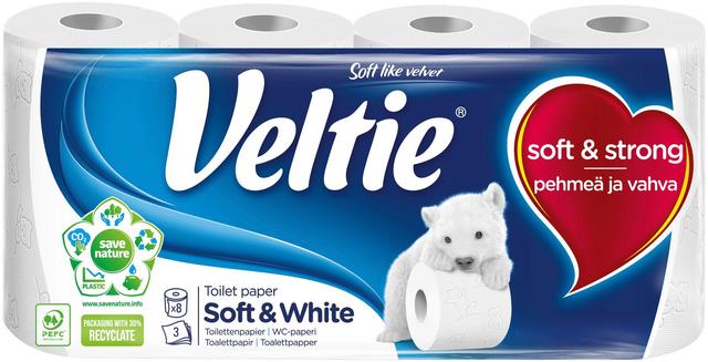 Veltie wc-paperi soft white 8 rl