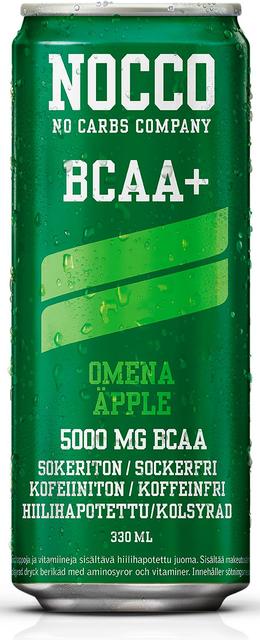 330ml NOCCO BCAA+ Omenan makuinen, aminohappoja ja vitamiineja sisältävä kofeiiniton hiilihapotettu urheilujuoma