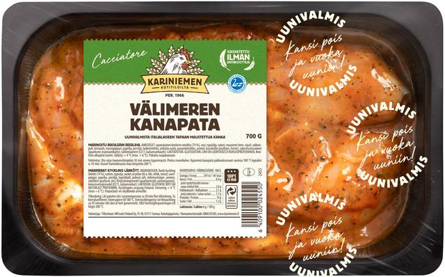 Kariniemen Kananpojan Uunivalmis Välimeren kanapata 700 g