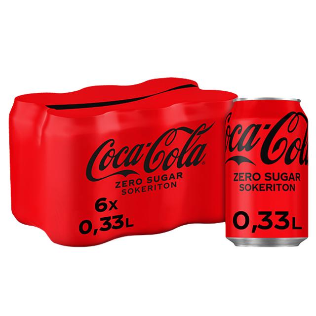 6-pack Coca-Cola Zero Sokeriton virvoitusjuoma tölkki 0,33 L