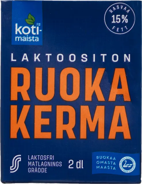 Kotimaista Ruokakerma 15% UHT laktoositon 2 dl