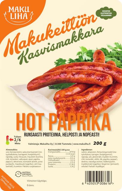 Makuliha Makukeittiön Kasvismakkara Hot Paprika 200 g