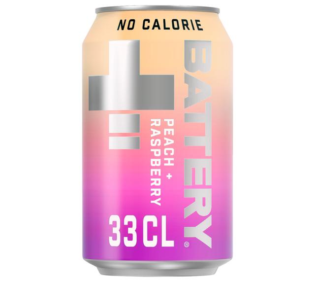 Battery No Calorie Persikka + Vadelma energiajuoma tölkki 0,33 L