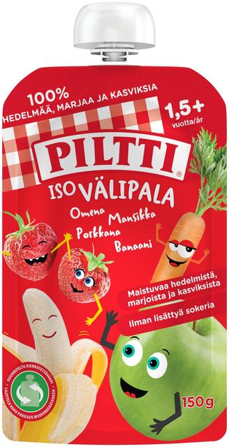 Piltti 150g Iso välipala Omena-mansikka-porkkana-banaani 1,5+v annospussi