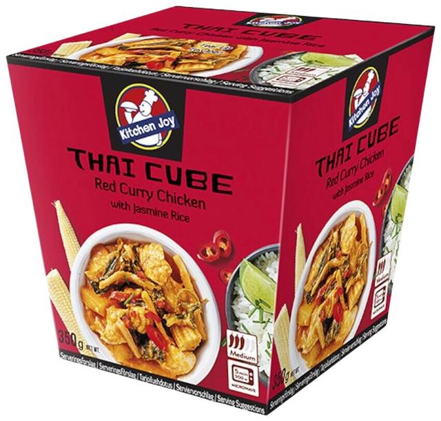 Kitchen Joy Thai-Cube Red Curry -kanaa ja jasmiiniriisiä, pakasteateria 350g