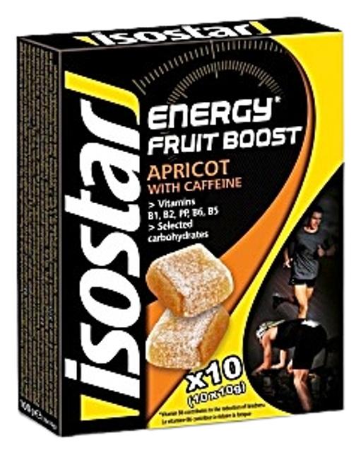 Isostar Aprikoosimaitselised energiarikkad marmelaadikommid kofeiiniga (10x10g)