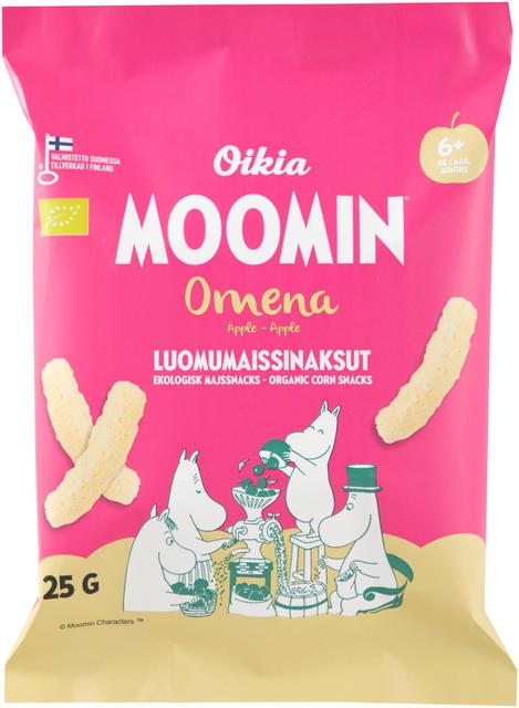 Oikia Moomin Luomumaissinaksu omena 25g