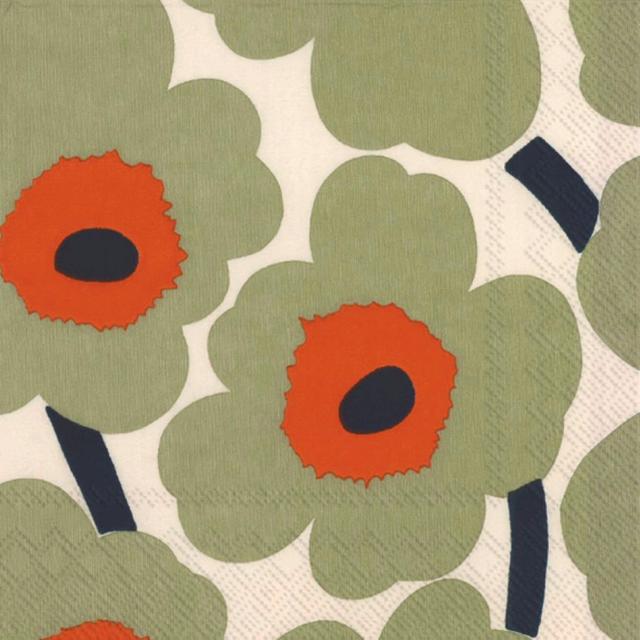 Marimekko 25cm Unikko kerma oranssi 20kpl lautasliina