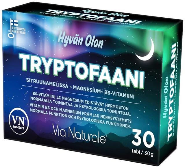 Hyvän Olon Tryptofaani, Sitruunamelissa-Magnesium+B6-vitamiini 30 tabl Via Naturale