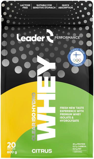 Leader Performance Whey Clear Iso-Hydro proteiinjuomajauhe sitruksen makuinen 600 g