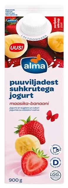 Alma jogurt maasikas-banaan puuviljadest suhkrutega laktoosivaba 900g