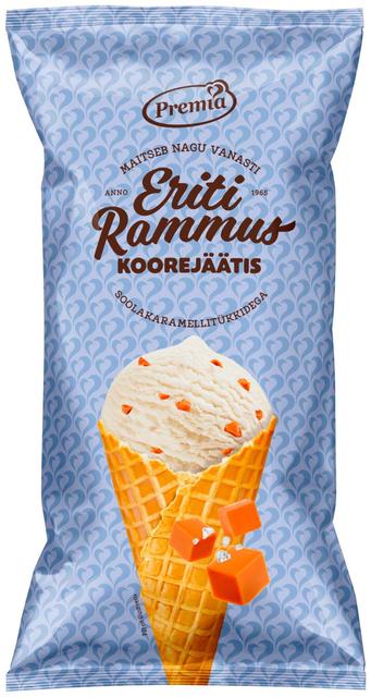 Eriti Rammus soolakaramellitükkidega koonusjäätis 110g / 200ml