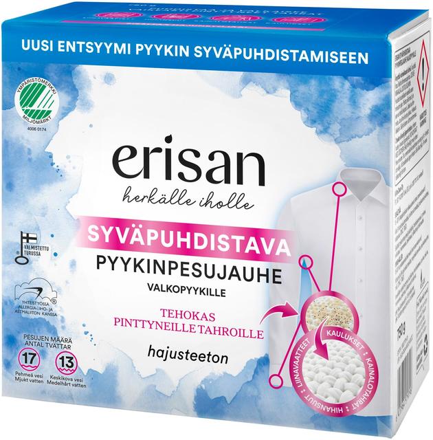 Erisan Syväpuhdistava Pyykinpesujauhe Valkopyykille 750g