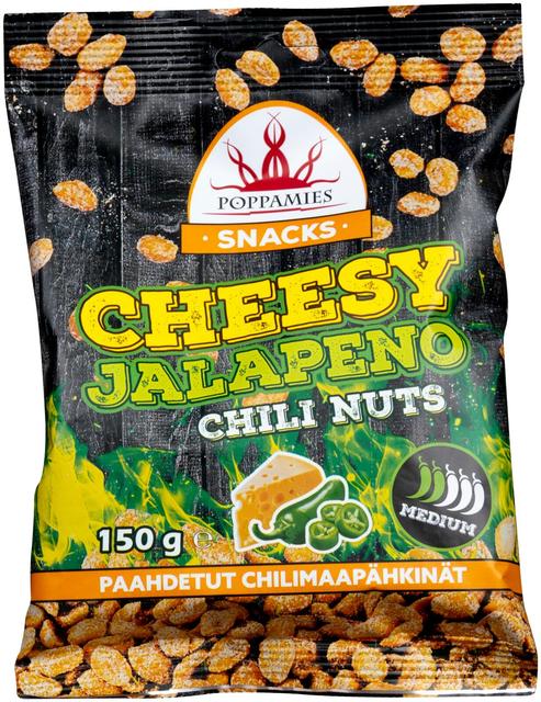 Poppamies Snacks Cheesy Jalapeno Chili Nuts maapähkinät 150g