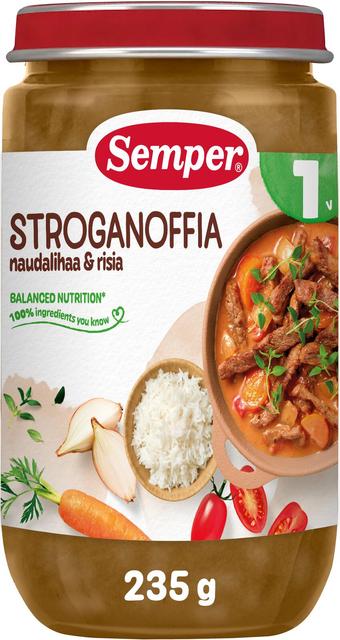 Semper strooganov riisiga 235 g, alates 1-eluaastast