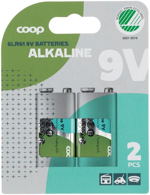 Coop alkaliparisto 9V/6LR61 2 kpl