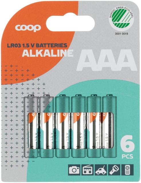 Coop alkaliparisto AAA/LR03/1,5V 6 kpl